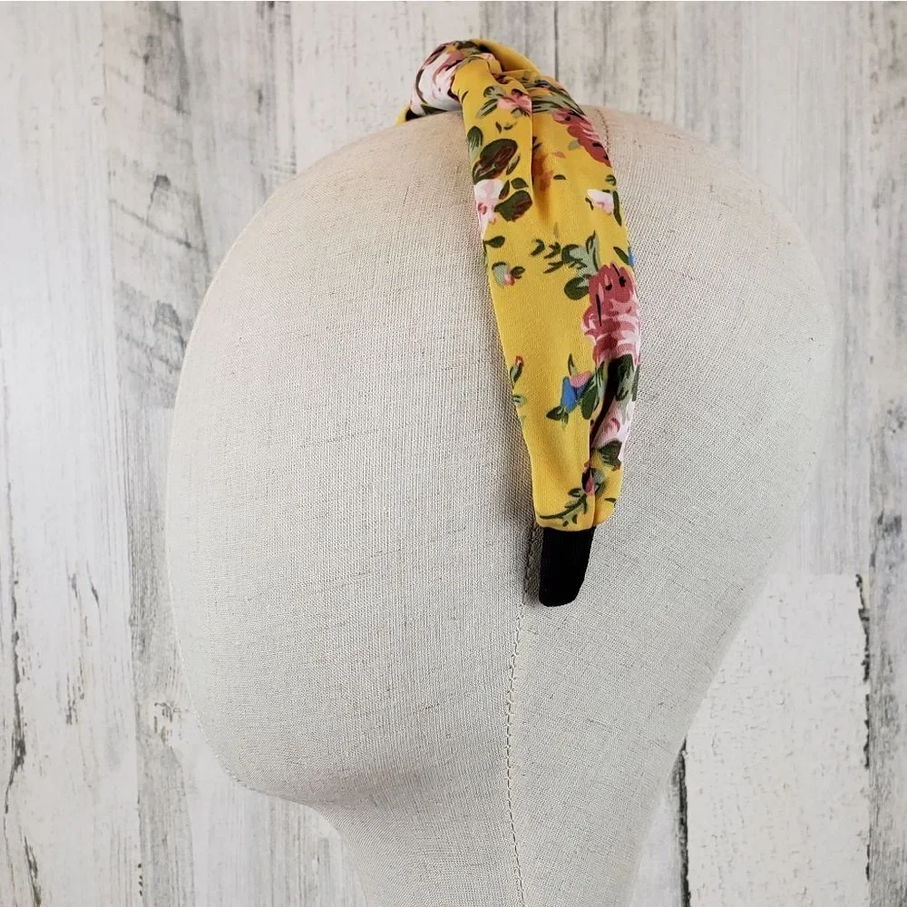 Yellow Floral Top Knot Headband